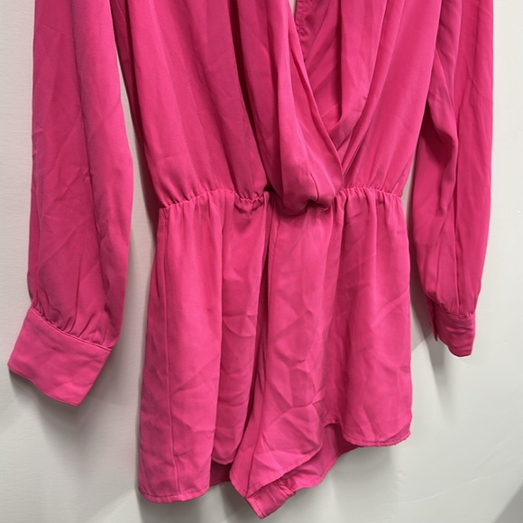 Superdown Vibrant Pink Kaycie drape neck romper S - Picture 4 of 9